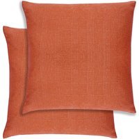 Pair of Matrix Textured Cushion Covers - 43x43cm - Cases Only - Orange - thumbnail 1