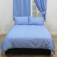 Gingham Check Bluebell Duvet Cover Set Blue White - Bluebell / Double - image 1