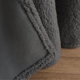 Pair Of Teddy Fleece Thermal Eyelet Curtains - Grey / 228cm / 168cm - thumbnail 3