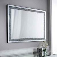 Extra Large Diamond Crushed Gems Crystal Wall Mirror Rectangle - Silver - image 1