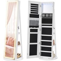 SONGMICS Jewellery Cabinet with Full-Length Mirror and Adjustable LED Lights - White - image 1