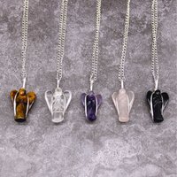 Black Agate Guardian Angel Pendant for Protection, Grounding - Black