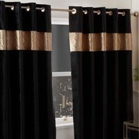 Capri Polycotton Curtains Pair - Gold - thumbnail 1