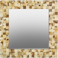 Petillo Thick Silver Frame Small Square Wall Mirror - Cream