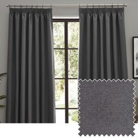 Dawn Blackout Pencil Pleat Curtains - Charcoal / 117cm / 137cm - thumbnail 1