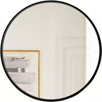 Large Modern Minimalist Round Wall Mirror - Black