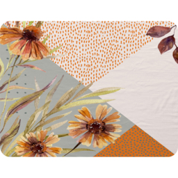 Autumn Geometric Shapes And Flowers Blanket - Orange - thumbnail 2