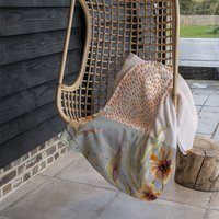 Autumn Geometric Shapes And Flowers Blanket - Orange - thumbnail 1