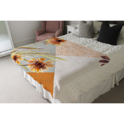 Autumn Geometric Shapes And Flowers Blanket - Orange - thumbnail 4