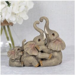 Elephant Family Ornament Loving Embrace of Family - Brown - thumbnail 4