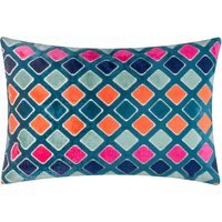 Metro Diamond Velvet Rectangular Cushion - Multi / Feather