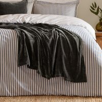 Heavy Chenille Velvet Throw - Charcoal / 180cm