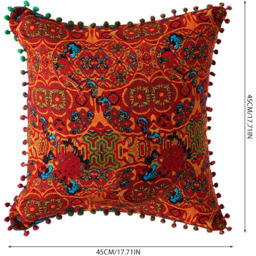 45cm Moroccan Style Pack of 2 Throw Pillows with Inserts - Orange - thumbnail 2