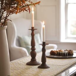 Set of 2 Metal Antique Finish Candle Holders - Brown - thumbnail 2