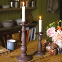 Set of 2 Metal Antique Finish Candle Holders - Brown