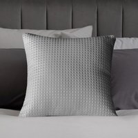 Textured Waffle Filled Cushion - Silver - thumbnail 1
