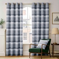 Homescapes Cotton Morocco Striped Curtain Pair - Monochrome / 167cm / 228cm