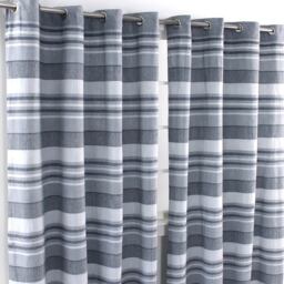 Homescapes Cotton Morocco Striped Curtain Pair - Monochrome / 228cm / 167cm - thumbnail 4