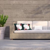 Bright Flowers, Dark Background Outdoor Cushion - Green / 60cm - thumbnail 1