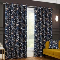 Madrid Eyelet Curtains - Navy / 168cm / 137cm - thumbnail 1