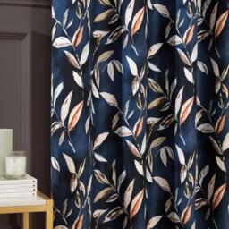 Madrid Eyelet Curtains - Navy / 168cm / 137cm - thumbnail 2