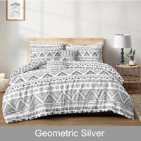 Geometric Silver Printed Duvet Set - Silver / 200cm