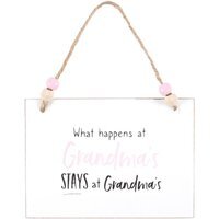 Grandma's Hangout Sign - Funny Family Gift with Beaded Twine - White