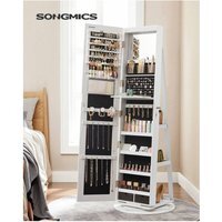SONGMICS LED 360 Swivel Mirror Jewellery Cabinet - White / 55x55x162cm - image 1
