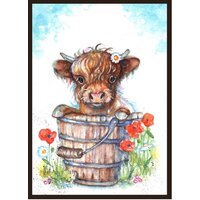 Highland Cow Framed Wall Art - Brown