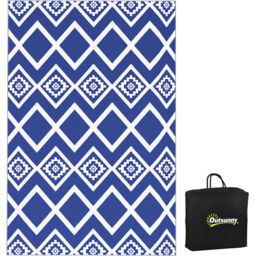 Outsunny Reversible Outdoor RV Rug Geometric - Blue - thumbnail 4