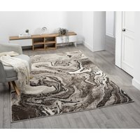 Eleanor Modern Embossed Contemporary Living Room Area Rug - Marble Design Rug - Mocha / 290cm