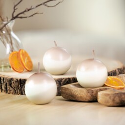 Sphere Candle Set of 3 - Brown,Cream / 3 - thumbnail 3