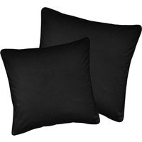 Pair of Soft Velvet Cushion Covers - Cases Only - Black / 55cm - image 1