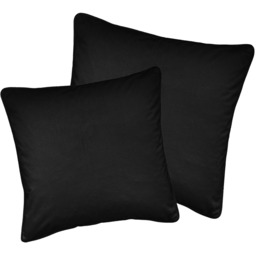 Pair of Soft Velvet Cushion Covers - Cases Only - Black / 55cm - thumbnail 2