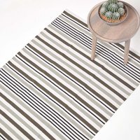 Homescapes Striped Cotton Scandi Style Rug - Beige / 150cm - image 1