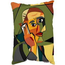 Portrait Cubism Art Style,Man Calls On A Phone Cushion - Green - thumbnail 2
