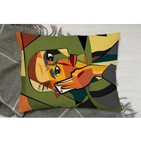 Portrait Cubism Art Style,Man Calls On A Phone Cushion - Green - thumbnail 1