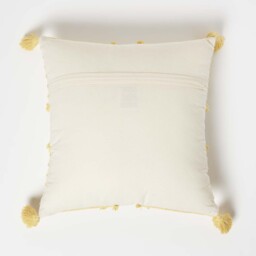 Homescapes Geometric Tassel Cotton Cushion - White - thumbnail 2