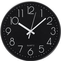 12-Inch Modern Wall Clock with Arabic Numerals - Black