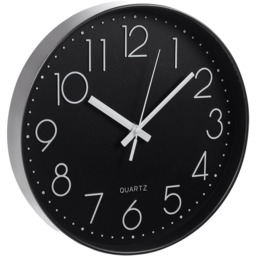 12-Inch Modern Wall Clock with Arabic Numerals - Black - thumbnail 3