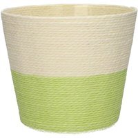 Two Tone Handmade Rope Basket Planter - H16cm - Green/Cream - image 1