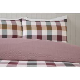 Skye Check Duvet Set - Burgundy / Single - thumbnail 3