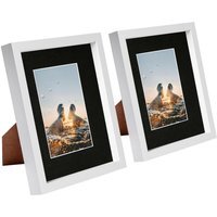 "8x10"" White 3D Box Photo Frame - 4x6"" Mount - Pack of 2 - White/Black"