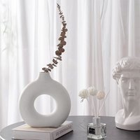 White Donut Ceramic Vase - Creamy White / 18cm - thumbnail 1