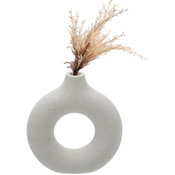 White Donut Ceramic Vase - Creamy White / 18cm - thumbnail 2