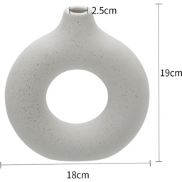 White Donut Ceramic Vase - Creamy White / 18cm - thumbnail 5