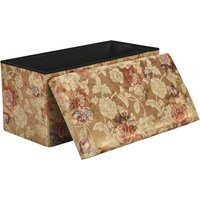 Anastasia Storage Ottoman Box Floral Jacquard Gold - Gold - image 1