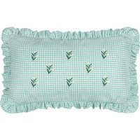 Les Petite Fleurs Cotton Gingham Ruffle Cushion - Spring Green / Polyester - image 1