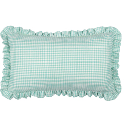 Les Petite Fleurs Cotton Gingham Ruffle Cushion - Spring Green / Polyester - thumbnail 2