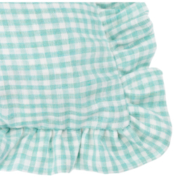 Les Petite Fleurs Cotton Gingham Ruffle Cushion - Spring Green / Polyester - thumbnail 5